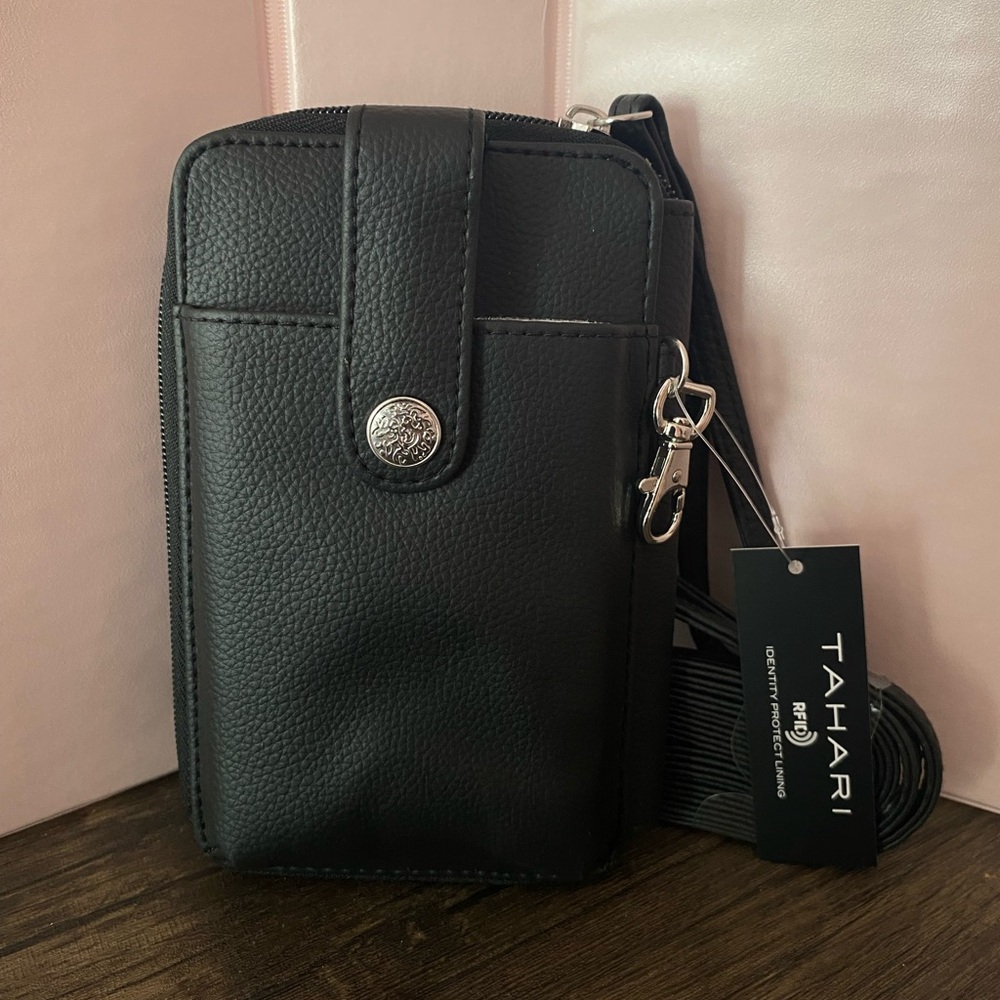 Tahari Black Crossbody Phone Bag